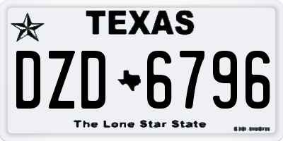 TX license plate DZD6796