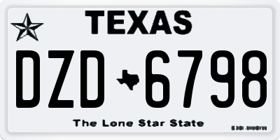 TX license plate DZD6798