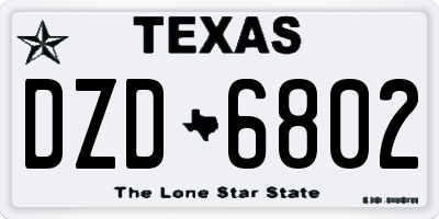 TX license plate DZD6802