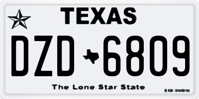 TX license plate DZD6809