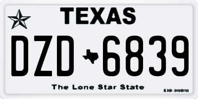 TX license plate DZD6839