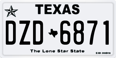 TX license plate DZD6871
