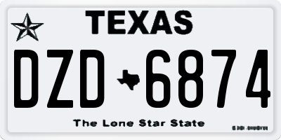 TX license plate DZD6874
