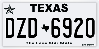 TX license plate DZD6920