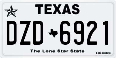 TX license plate DZD6921