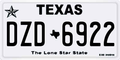 TX license plate DZD6922