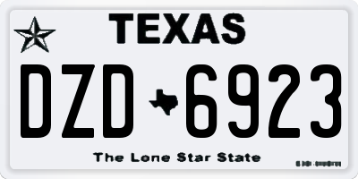 TX license plate DZD6923