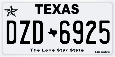 TX license plate DZD6925