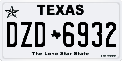 TX license plate DZD6932