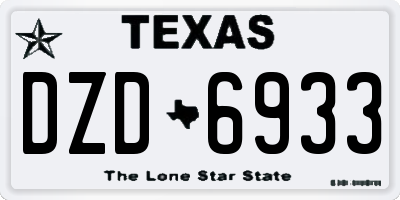 TX license plate DZD6933