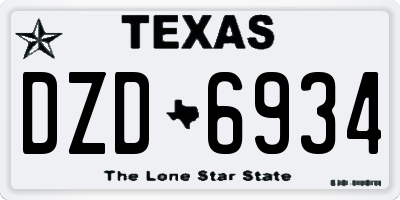 TX license plate DZD6934