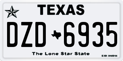 TX license plate DZD6935