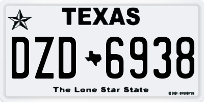 TX license plate DZD6938