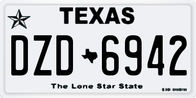 TX license plate DZD6942