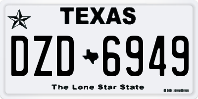 TX license plate DZD6949