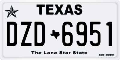 TX license plate DZD6951