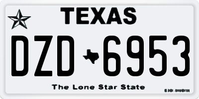 TX license plate DZD6953