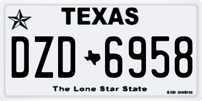 TX license plate DZD6958