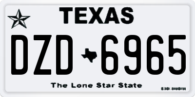 TX license plate DZD6965