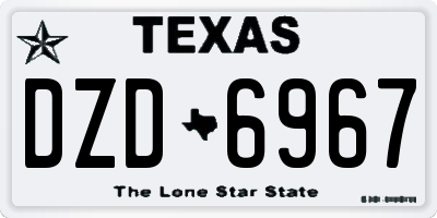 TX license plate DZD6967