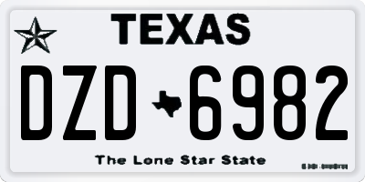 TX license plate DZD6982