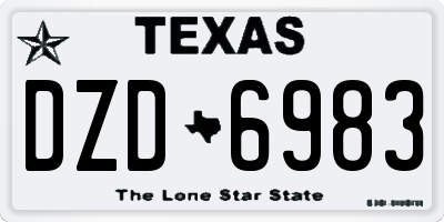 TX license plate DZD6983