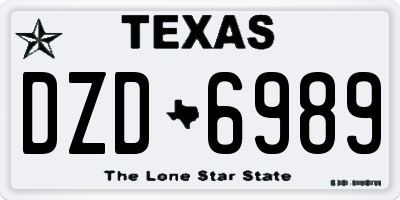 TX license plate DZD6989