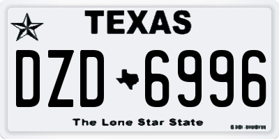 TX license plate DZD6996