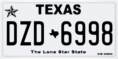 TX license plate DZD6998