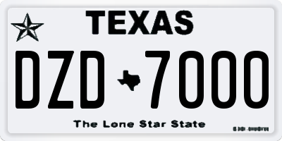 TX license plate DZD7000