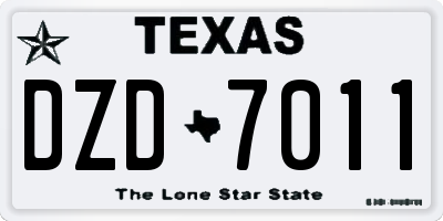 TX license plate DZD7011