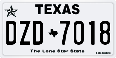 TX license plate DZD7018