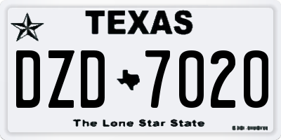 TX license plate DZD7020