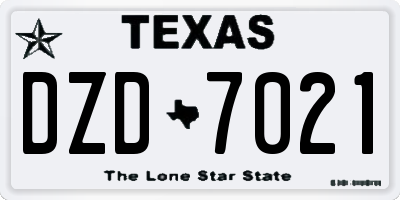 TX license plate DZD7021