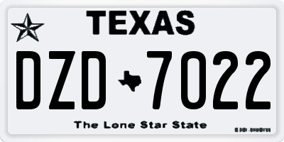 TX license plate DZD7022