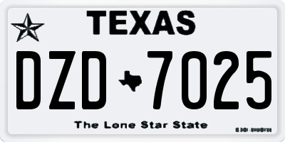TX license plate DZD7025