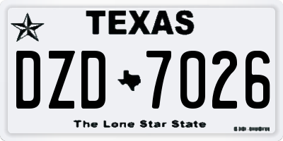 TX license plate DZD7026