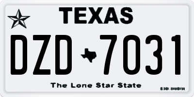 TX license plate DZD7031