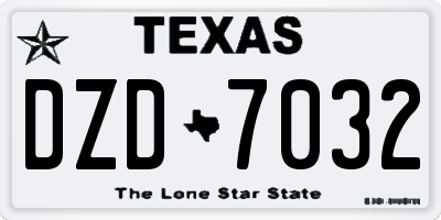 TX license plate DZD7032