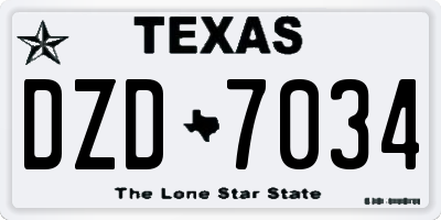 TX license plate DZD7034