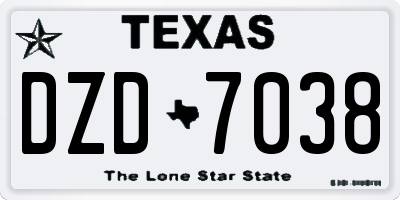 TX license plate DZD7038