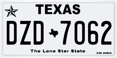 TX license plate DZD7062