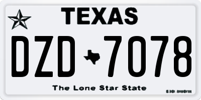 TX license plate DZD7078
