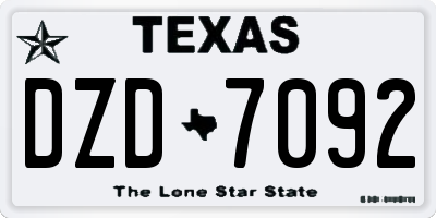 TX license plate DZD7092