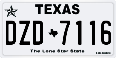 TX license plate DZD7116