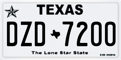 TX license plate DZD7200