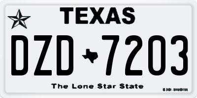 TX license plate DZD7203