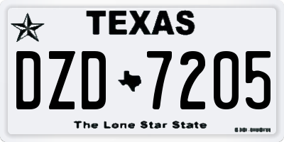 TX license plate DZD7205