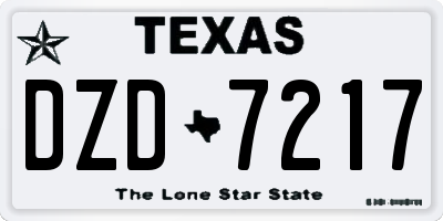 TX license plate DZD7217