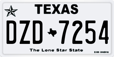 TX license plate DZD7254